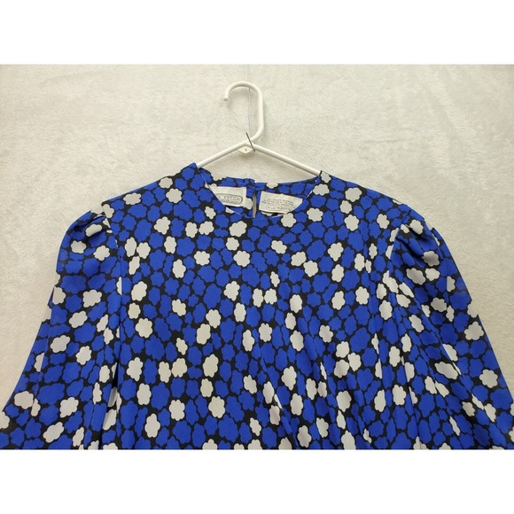 Liz Roberts Wrap Dress Womens Medium Blue Floral Lined Twisted Waist Side Zipper - Picture 3 of 11